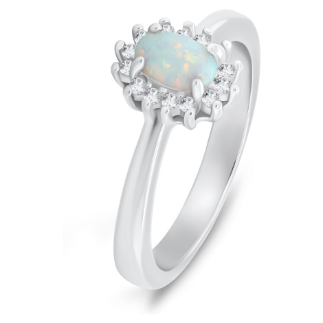 Brilio Silver Elegantní stříbrný prsten s opálem a zirkony RI106W