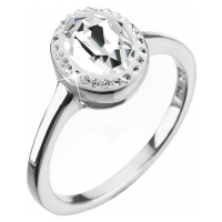 Evolution Group Stříbrný prsten s krystaly Swarovski bílý 35038.1 crystal