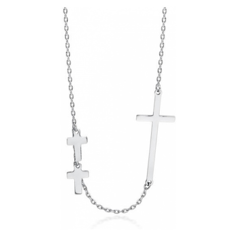 Klenoty Amber Stříbrný náhrdelník s křížky