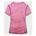Růžové dámské sportovní tričko T-shirt s ozdobným prošitím (A-2166)