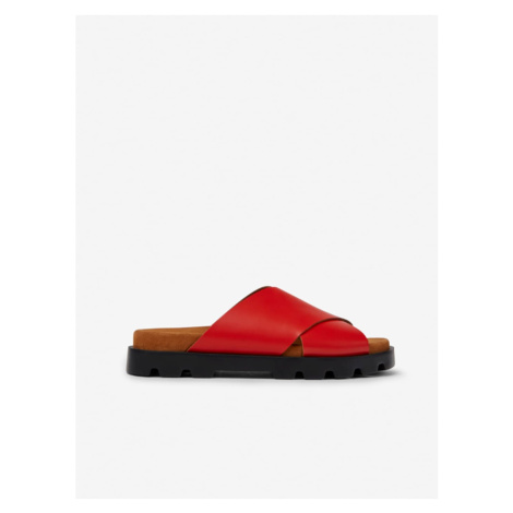 Červené dámské kožené pantofle Camper - Dámské
