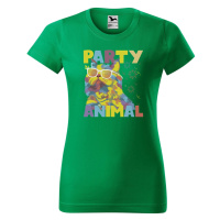 DOBRÝ TRIKO Dámské tričko s potiskem Party animal Barva: Středně zelená