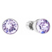 Stříbrné náušnice pecka se Swarovski krystaly fialové kulaté 31113.3 violet