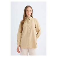 DEFACTO Relax Fit Poplin Basic Long Sleeve Shirt Tunic