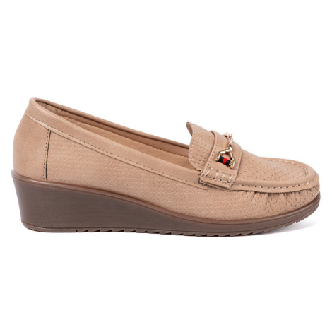 Pohodlné polobotky dámské hnědé na klínku