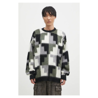 Svetr s příměsí mohéru Marcelo Burlon AOP Damier Cross Knit Crew šedá barva, CMHE036F24KNI001066