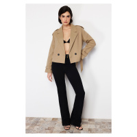 Trendyol Mink Premium Woven Trench Coat Crop Blazer Jacket