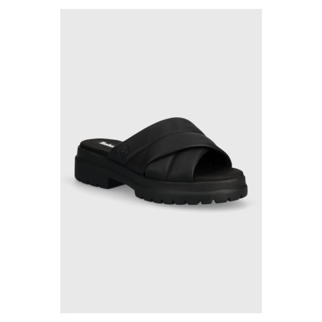 Kožené pantofle Timberland London Vibe dámské, černá barva, na platformě, TB0A63QZW021
