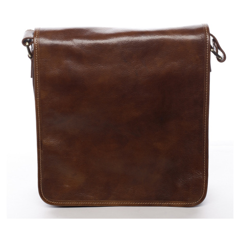 Pánská kožená stylová taška s překlopem Ernest, hnědá Delami Vera Pelle
