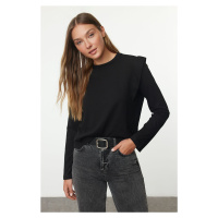 Trendyol Black 100% Cotton Padded Look Basic Crew Neck Knitted T-Shirt