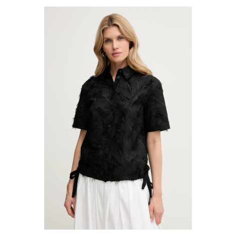 Bavlněná košile Silvian Heach SEREMA dámské, černá barva, regular, s klasickým límcem, GPP25332C