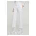 Kalhoty Tommy Hilfiger dámské, bílá barva, jednoduché, high waist, WW0WW40504