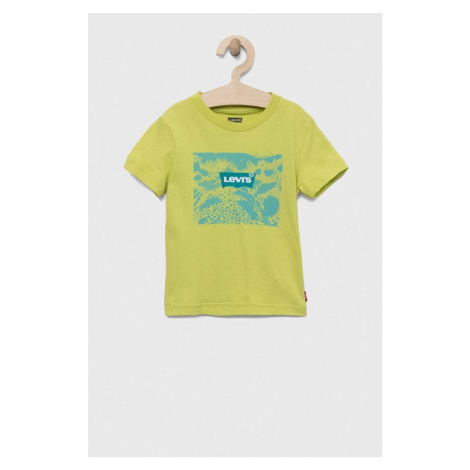 Dětské bavlněné tričko Levi's zelená barva, s potiskem Levi´s