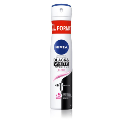 NIVEA Black & White Invisible Clear antiperspirant ve spreji pro ženy 200 ml