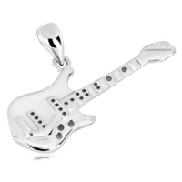 Stříbrný 925 přívěsek - detailně tvarovaná basová kytara, lesklý povrch