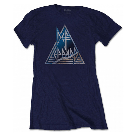 Def Leppard tričko, Triangle Logo Navy, dámské RockOff