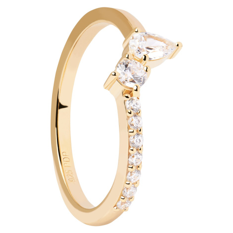 PDPAOLA Krásný pozlacený prsten se zirkony Ava Essentials AN01-863