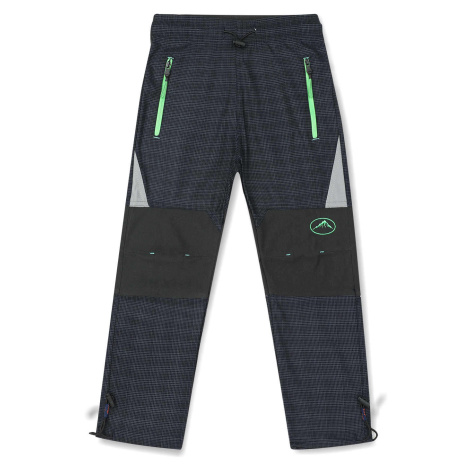 Chlapecké outdoorové kalhoty - KUGO G9625, šedomodrá - zelený zip Barva: Šedá