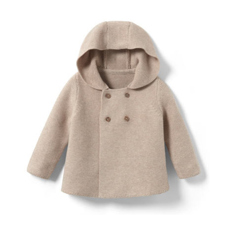 Dětský pletený kabátek, béžový s melírem , vel.  0–2 měsíce