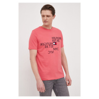 Bavlněné tričko Tommy Hilfiger růžová barva, s aplikací