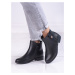 Pohodlné dámské kotníčkové boty černé na plochém podpatku