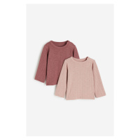 H & M - Žebrované žerzejové triko 2 kusy - růžová
