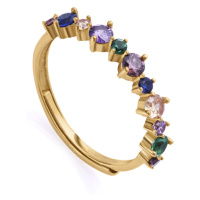 Viceroy Slušivý pozlacený prsten s barevnými zirkony 13097A01