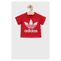 Dětské bavlněné tričko adidas Originals HE2189 červená barva, s potiskem