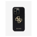 PU Perforated 4G Glitter Metal Logo Zadní Kryt pro iPhone 15 Pro Black Obal na telefon Guess