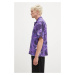 Košile Aries Pegasus Hawaiian Shirt pánská, fialová barva, relaxed, s klasickým límcem, AR401040