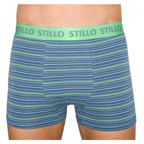 Pánské boxerky Stillo šedé se zelenými proužky (STP-010)