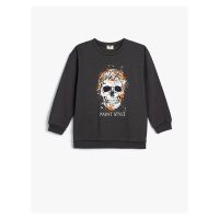 Koton Skull Printed Long Sleeve Crew Neck Sweatshirt