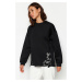 Trendyol Black Lace Detail Diver/Scuba Knitted Sweatshirt