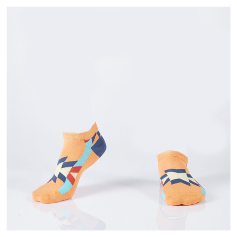 Oranžové krátké ponožky pro muže s aztéckými vzory FASARDI
