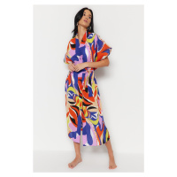 Trendyol Abstract Pattern Maxi Woven 100% Cotton Kimono & Kaftan