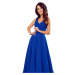 dlouhé dámské šaty v chrpové barvě s výstřihem model 8228376 - numoco