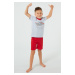 Chlapecké pyžamo Italian Fashion Junák - krátké bavlněné Šedo-červená