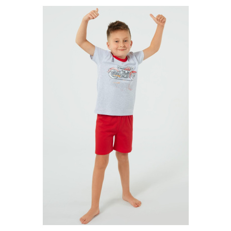 Chlapecké pyžamo Italian Fashion Junák - krátké bavlněné Šedo-červená