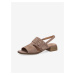 Béžové dámské semišové sandály na podpatku Caprice