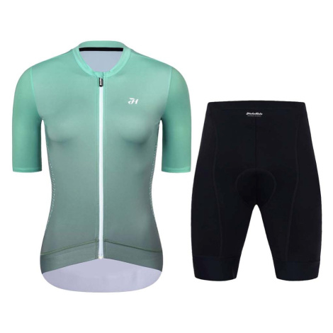 HOLOKOLO Cyklistický krátký dres a krátké kalhoty - INFINITY LADY - černá/světle modrá