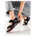 Moderní  sandály dámské černé bez podpatku