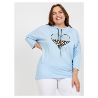 Světle modrá dámská halenka plus size s 3/4 rukávem