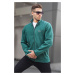 Madmext Men's Green High Neck Anti-pilling High Neck Zippered Fleece Sweatshirt 6045