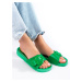 Komfortní dámské zelené nazouváky bez podpatku