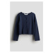 H & M - Propínací svetřík z jemně pletené bavlny - modrá