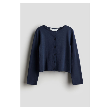 H & M - Propínací svetřík z jemně pletené bavlny - modrá H&M