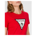 Guess GUESS dámské červené bavlněné tričko ORGANIC COTTON T-SHIRT