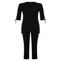 Trendyol Curve Black Knitted Large Size Top and Bottom Set