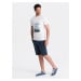 BASIC men's cotton sweat shorts - navy blue V1 OM-SRBS-0149