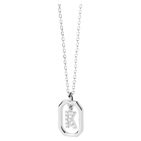 PDPAOLA Půvabný stříbrný náhrdelník písmeno "K" LETTERS CO02-522-U (řetízek, přívěsek)